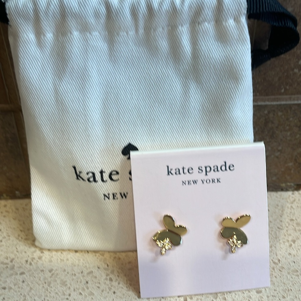 NWT! Kate Spade Gold Butterfly Earrings - Picture 2 of 4